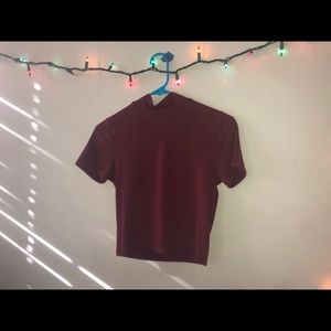 maroon mock neck crop!!